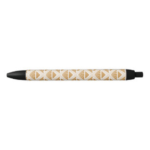 Goud en wit Art Deco patroon met rhombussen Zwarte Inkt Pen