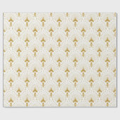 Goud en wit art-decopatroon cadeaupapier (Vlak)