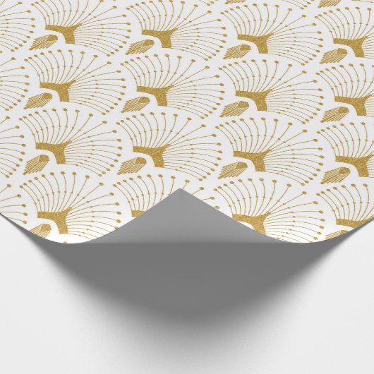Goud en wit art-decopatroon cadeaupapier (Hoek)