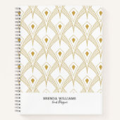 Goud en wit art-decopatroon notitieboek (Voorkant)