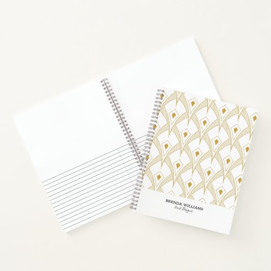 Goud en wit art-decopatroon notitieboek (Binnen)