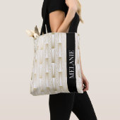 Goud en wit art-decopatroon tote bag (Dichtbij)
