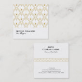 Goud en wit art-decopatroon vierkante visitekaartje (Voorkant / Achterkant)