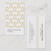 Goud en wit art-decopatroon visitekaartje (Voorkant / Achterkant)