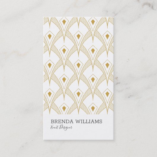 Goud en wit art-decopatroon visitekaartje (Voorkant)