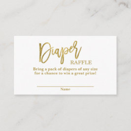 Goud en wit baby shower Luier Raffle Informatiekaartje
