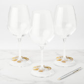 Goud en wit ballonnen papier wijnglaslabel (Set)