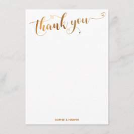 Goud en Wit Bedankt Calligrafie met Hartjes