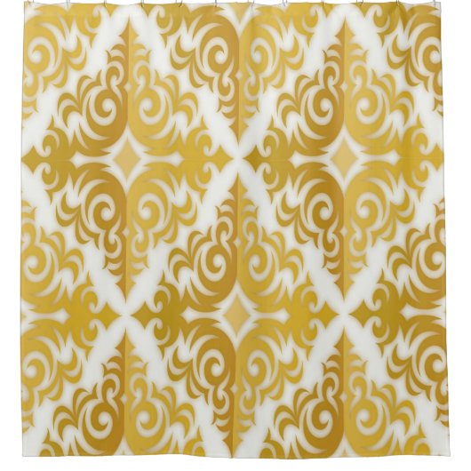 Goud en wit behangpapier douchegordijn (Voorkant)