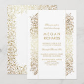 Goud en wit Bloemen  Chic Vrijgezellenfeest Kaart (Voorkant / Achterkant)