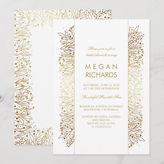 Goud en wit Bloemen Chic Vrijgezellenfeest Kaart (Voorkant / Achterkant)