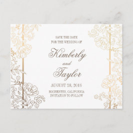 Goud en wit Bloemen  Decor Save the Date Aankondigingskaart