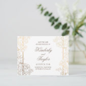 Goud en wit Bloemen  Decor Save the Date Aankondigingskaart (Staand voorkant)