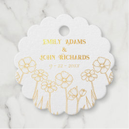 Goud en wit Bloemen Hand getrokken bruiloft Bedankjes Labels