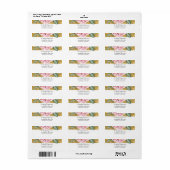 Goud en Wit  Bloemen Roze Bruiloft Etiket (Full Sheet)