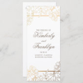 Goud en wit  Bloemen Trouwprogramma's Programmakaart (Voorkant / Achterkant)