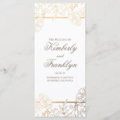 Goud en wit  Bloemen Trouwprogramma's Programmakaart (Voorkant)