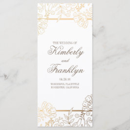 Goud en wit  Bloemen Trouwprogramma's Programmakaart