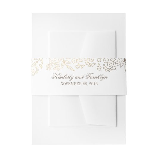Goud en wit Bloemen Vintage bruiloft Uitnodigingen Wikkel (Voorkant Voorbeeld)