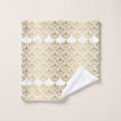 Goud en wit  bloemendamast bad handdoek (Wasdoekje)
