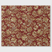 Goud en wit  bloemendamast cadeaupapier (Vlak)