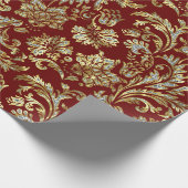 Goud en wit bloemendamast cadeaupapier (Hoek)