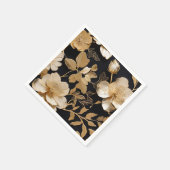 Goud en wit bloemmotief op zwart servet (Hoek)