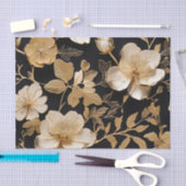 Goud en wit bloemmotief op zwart tissuepapier (Craft)