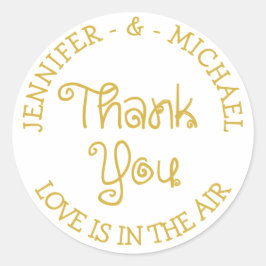 Goud en wit bruiloft dank u - Verloving Ronde Sticker
