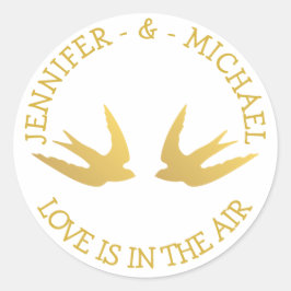 Goud en wit bruiloft Lovebirds liefde Doves Ronde Sticker