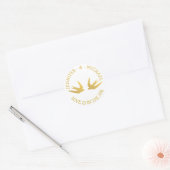 Goud en wit bruiloft Lovebirds liefde Doves Ronde Sticker (Envelop)
