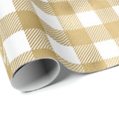 Goud En Wit Buffalo Plaid Patroon Cadeaupapier (Rol Hoek)