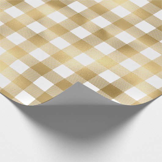 Goud en wit buffelpatroon cadeaupapier (Hoek)