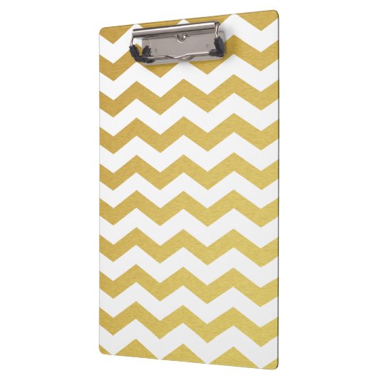 Goud en wit Chevron Monogram Klembord (Links)