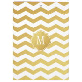 Goud en wit Chevron Monogram Klembord (Achterkant)