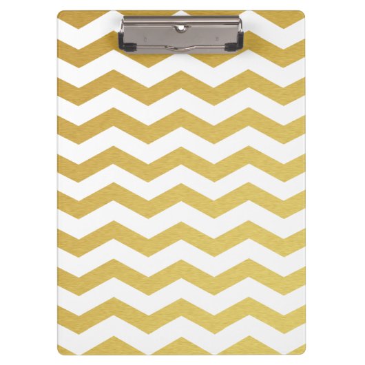 Goud en wit Chevron Monogram Klembord (Voorkant)