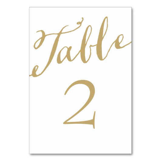 Goud en wit Chic Calligrafie Tafelnummers (Achterkant)