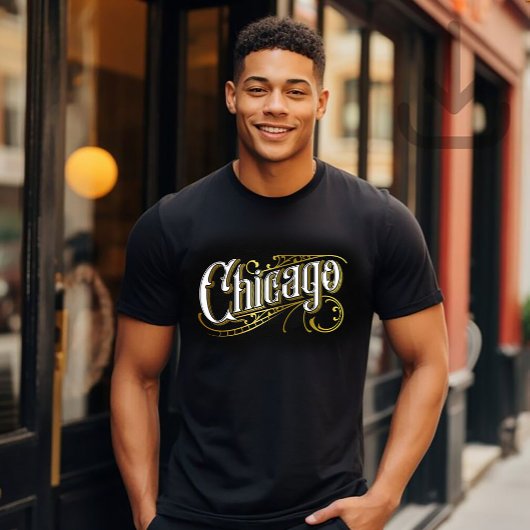 Goud en Wit Chicago Design T-shirt