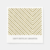 Goud en Wit Chique Chevron Gepersonaliseerd Servetten (Voorkant)