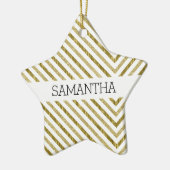 Goud en wit Chique Chevron Keramisch Ornament (Links)