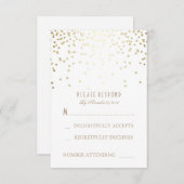 Goud en wit Confetti bruiloft RSVP Kaarten (Voorkant / Achterkant)