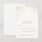 Goud en wit Confetti bruiloft RSVP Kaarten Kaartje (Voorkant / Achterkant)