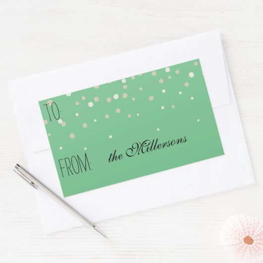 Goud en wit Confetti Gift Label (Envelop)