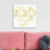 Goud en wit Confetti hart Canvas Afdruk (Insitu (Woonkamer))