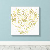 Goud en wit Confetti hart Canvas Afdruk (Insitu (Houten vloer))