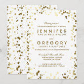 Goud en Wit Confetti  Verlovingsfeest Kaart (Voorkant / Achterkant)