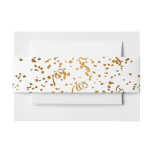 Goud en wit Confetti Wedding Belly Band Uitnodigingen Wikkel