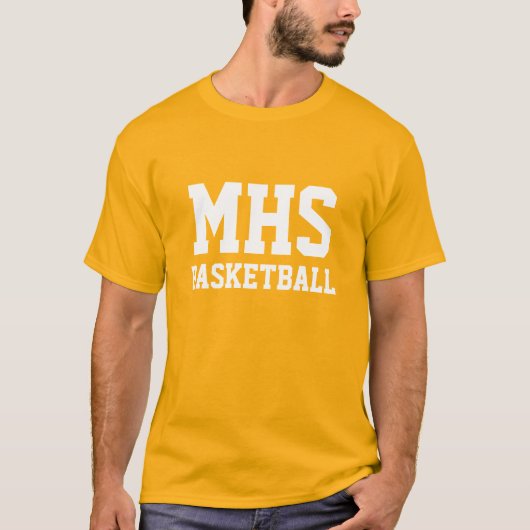 Goud en Wit Custom Basketball Team Spirit T-shirt (Voorkant)