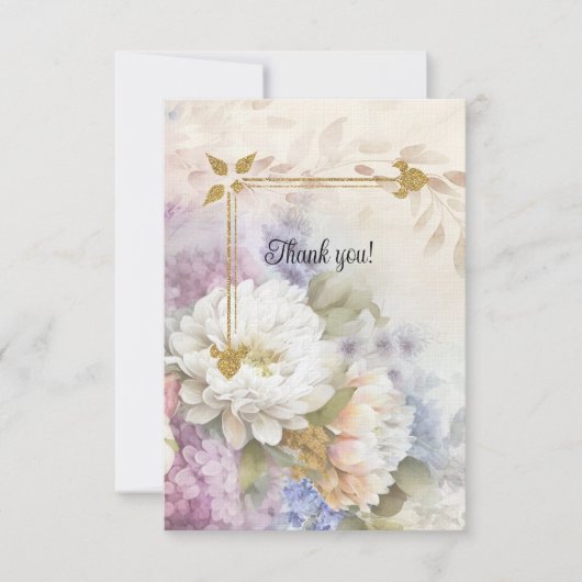 Goud en wit Dahlias kaarslicht Bedankkaart (Voorkant)