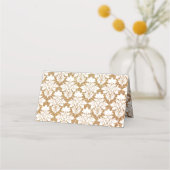 Goud en wit Damask Wedding Gevouwen Plaats Kaart Plaatskaartje (Achterkant)